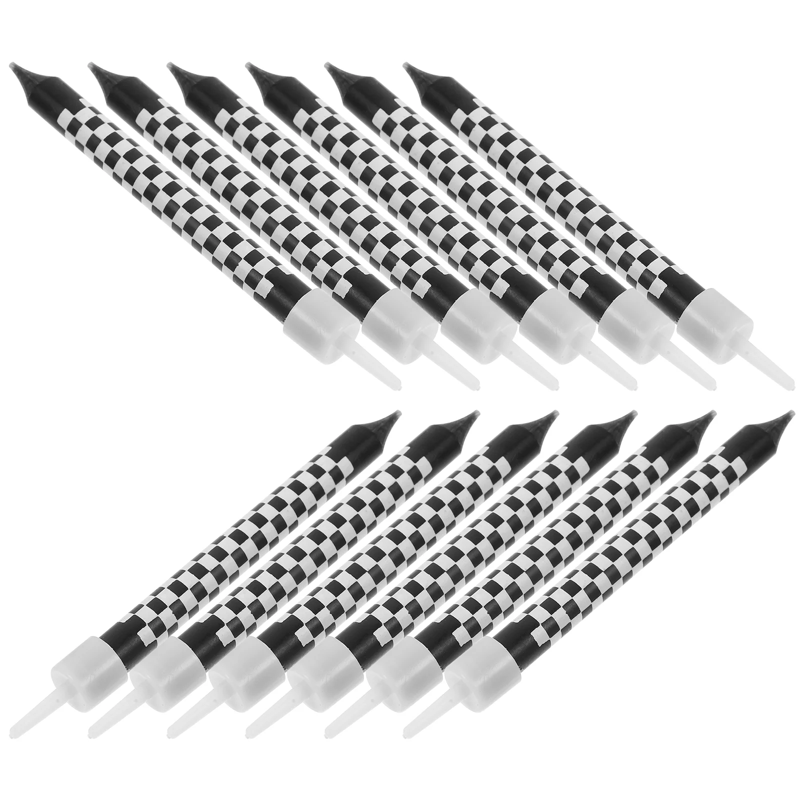 12 Pcs Black Checkered Birthday Party Cake Candles Decorative Wedding Paraffin DIY for