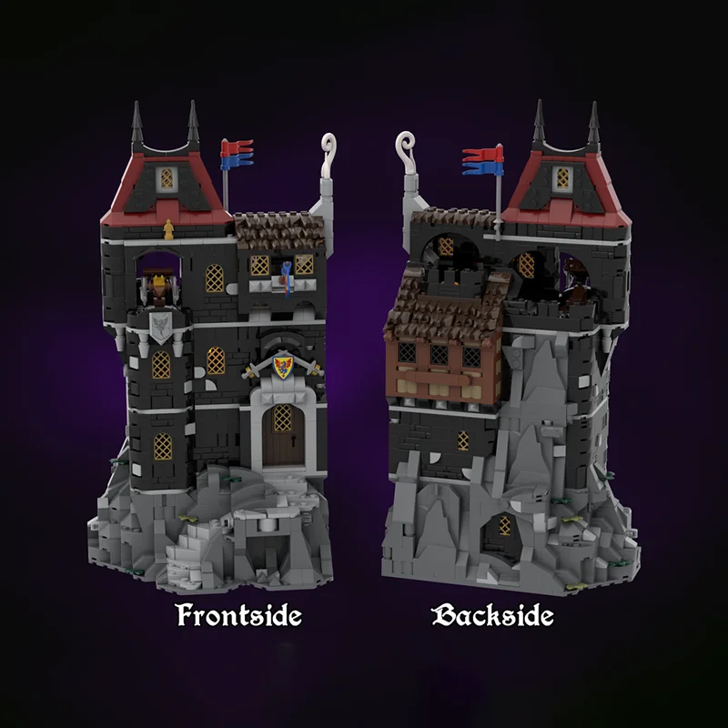 ปราสาทยุคกลางรุ่น Moc อาคารอิฐสีดําเก็บชุดอาคารเทคโนโลยี Modular Block DIY ของเล่นคริสต์มาสวันหยุดของขวัญ