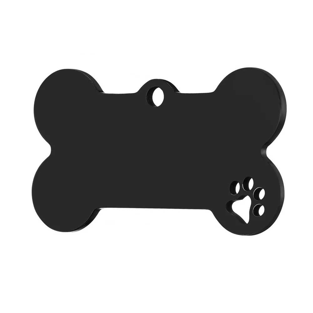 Stainless steel ID Tag For Dog Cat Cosplay Collar Hollow Footprints Accessories Free Engraving Nameplate Name Lettering Number