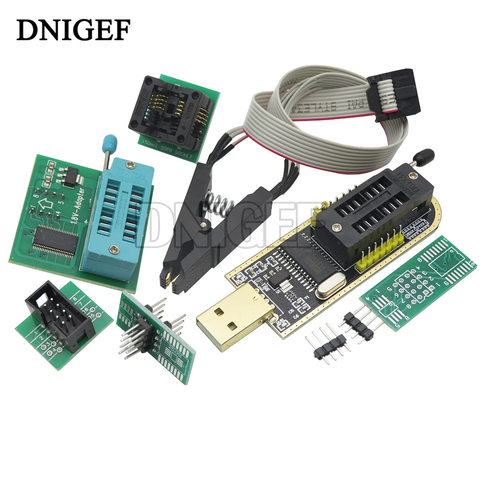 CH341A kit 24 25 Series EEPROM Flash BIOS USB Programmer Module SOIC8 SOP8 Test Clip for EEPROM SOIC8 and 1.8V adapter  Diy Kit