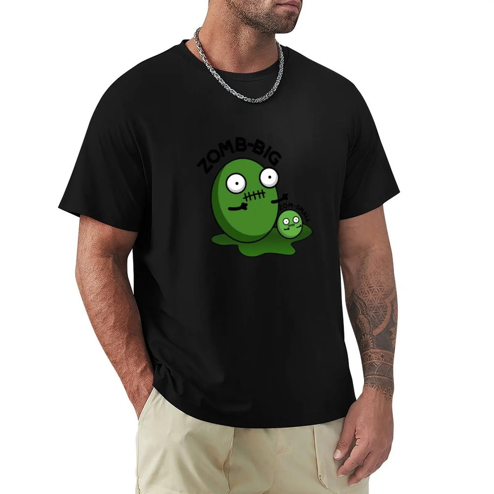 

Zom-big Zom-small Cute Halloween Zombie Pun T-Shirt Large Size Casual Short Sleeve Top