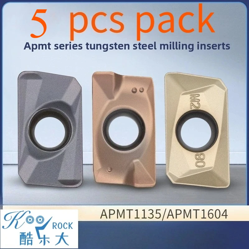 

5 pcs APMT1604 Carbide Milling Insert for Steel, Sharp & Wear-Resistant, Ensures High Precision with Minimal tolerance