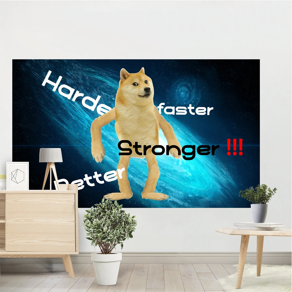 

Strong Funny Dog Tapestry Funny Better Faster Harde Student Dorm Room Wall Hanging Decoration