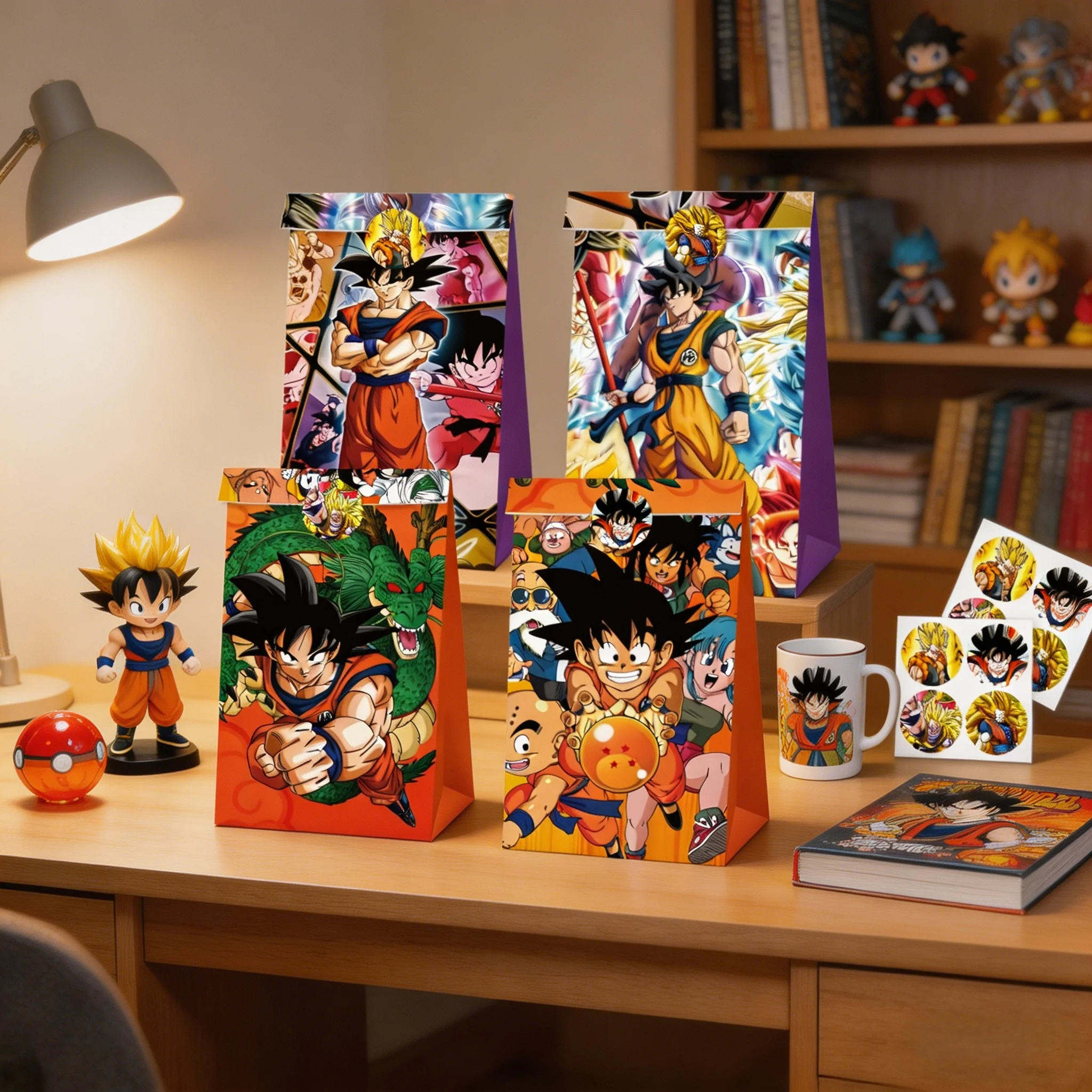 12/24 Stück Dragon Ball Party-Geschenktüten mit Aufklebern Anime-Thema Geburtstagsgeschenk Glückstüten – Detail 6