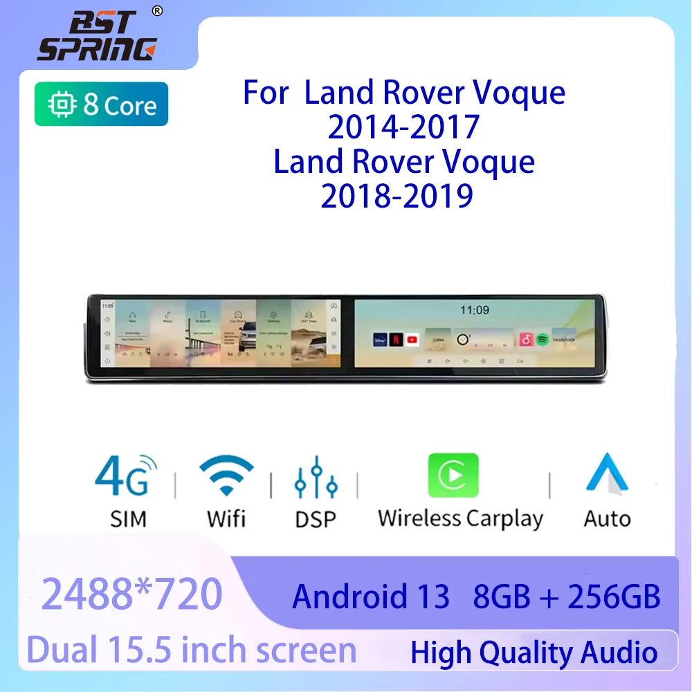 

New Upgrade For Land Rover Voque 2014-2019 Dual Screen Multimedia Android Car Radio GPS Navigation Auto Head Unit Monitor