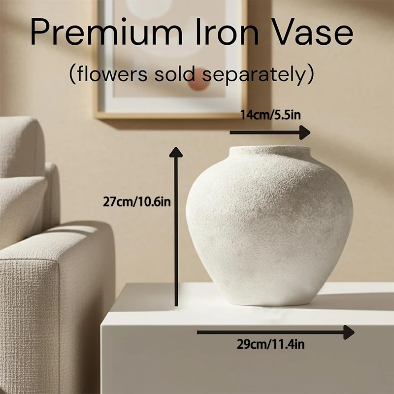 Large Round Iron Vase for Dried Flowers Wedding Gift Modern Farmhouse Decor for Home Living Room Console Table Decor view 6