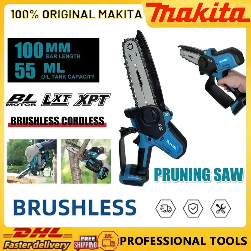 

Makita Mini Electric Saw Garden Power Tools Electric Chain Saw Pruning Saw Brushless Cordless Power Tools for 18v Battery