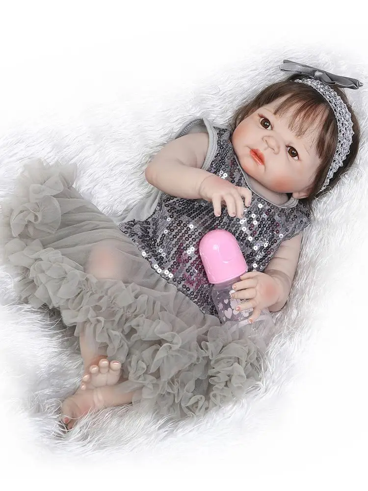 

22 Inch Full Body Silicone Reborn Baby Doll Realistic Girl Toddler Bebe Reborn Children Birthday Christmas Gift High Quality Dol