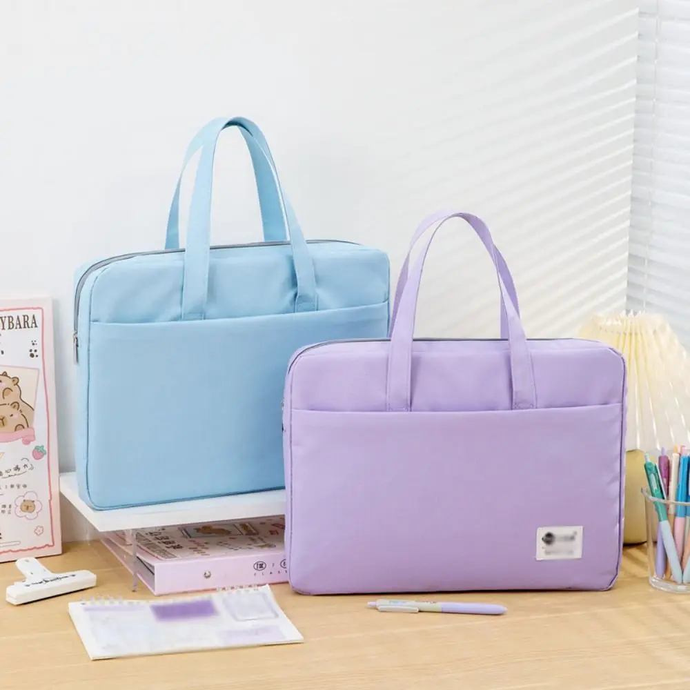 Large Capacity Document Storage Bag Double Layer Oxford Cloth Book Storage Bag with Handle Waterproof Minimalist File Folder