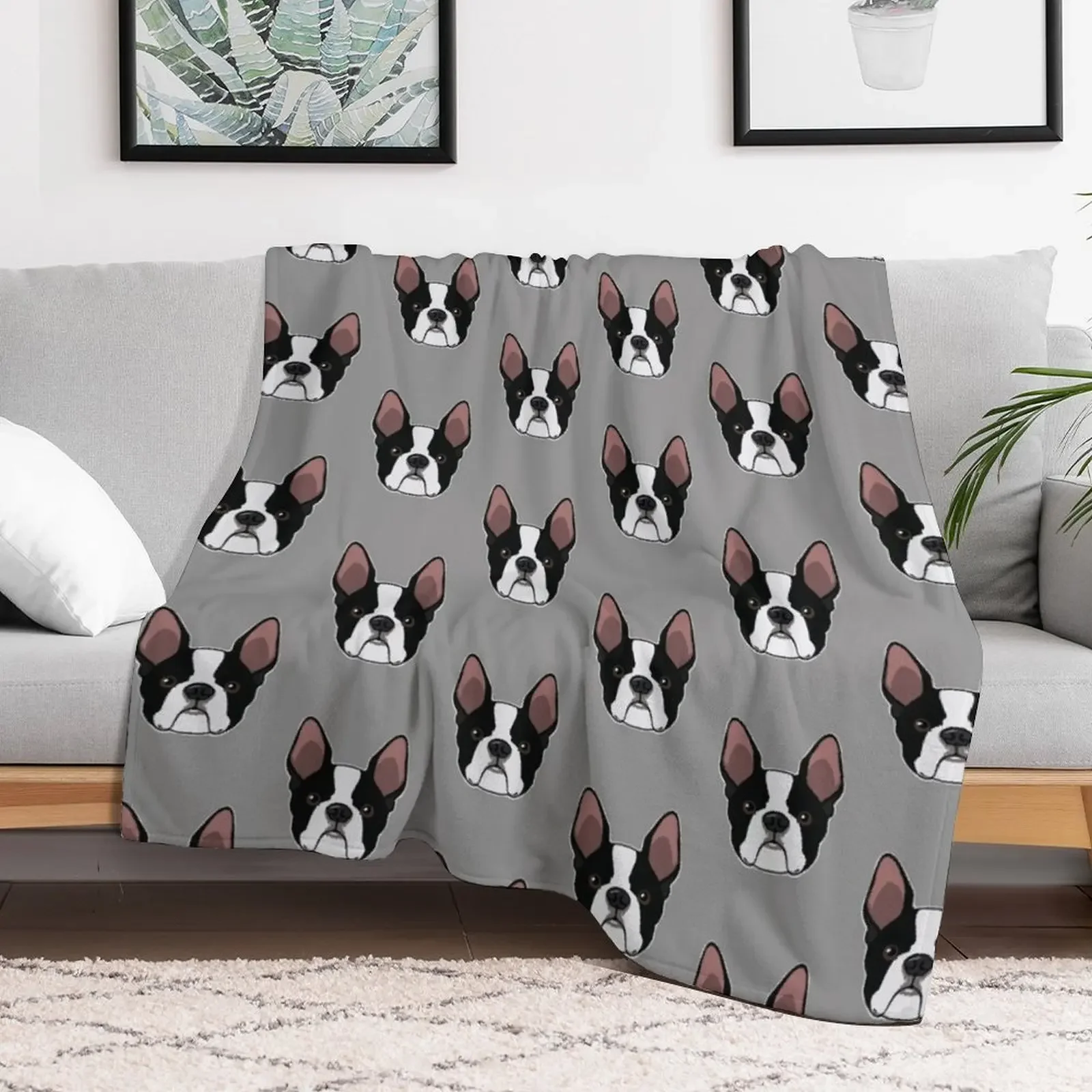 Boston Terrier Throw Blanket Reusable Durable Soft Blanket for All Seasons