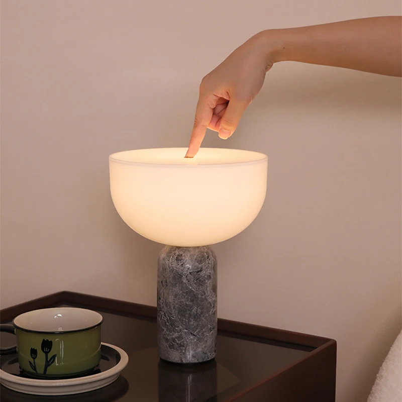 Works Kizu Portable Table Lamp Designer Marble Table Lamps Mushroom Lamp for Office Reading Light High-End Bedroom Bedside Lamp