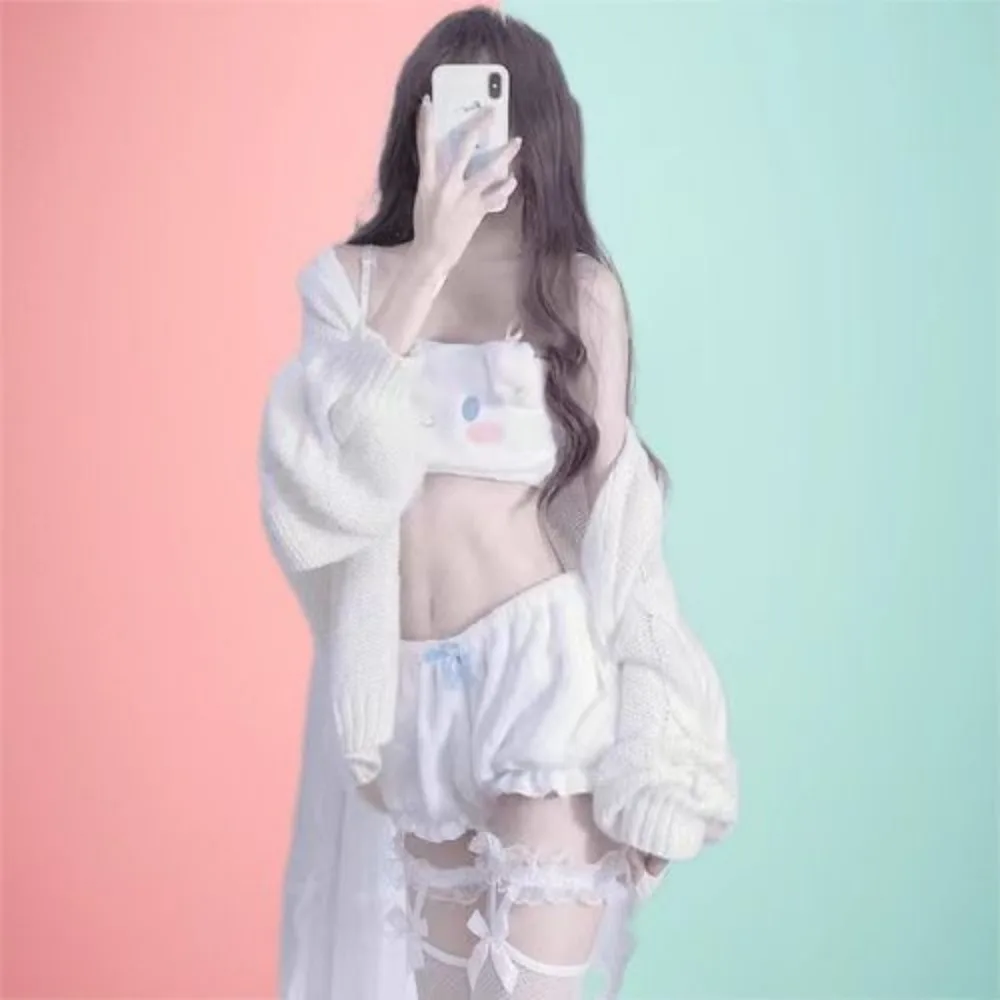 New Sanrio Cinnamoroll Cute Plush Short Pajamas Two-piece Set Women\'s Summer Sexy Pajamas Set Tops and Pants Pajamas Girls Gift