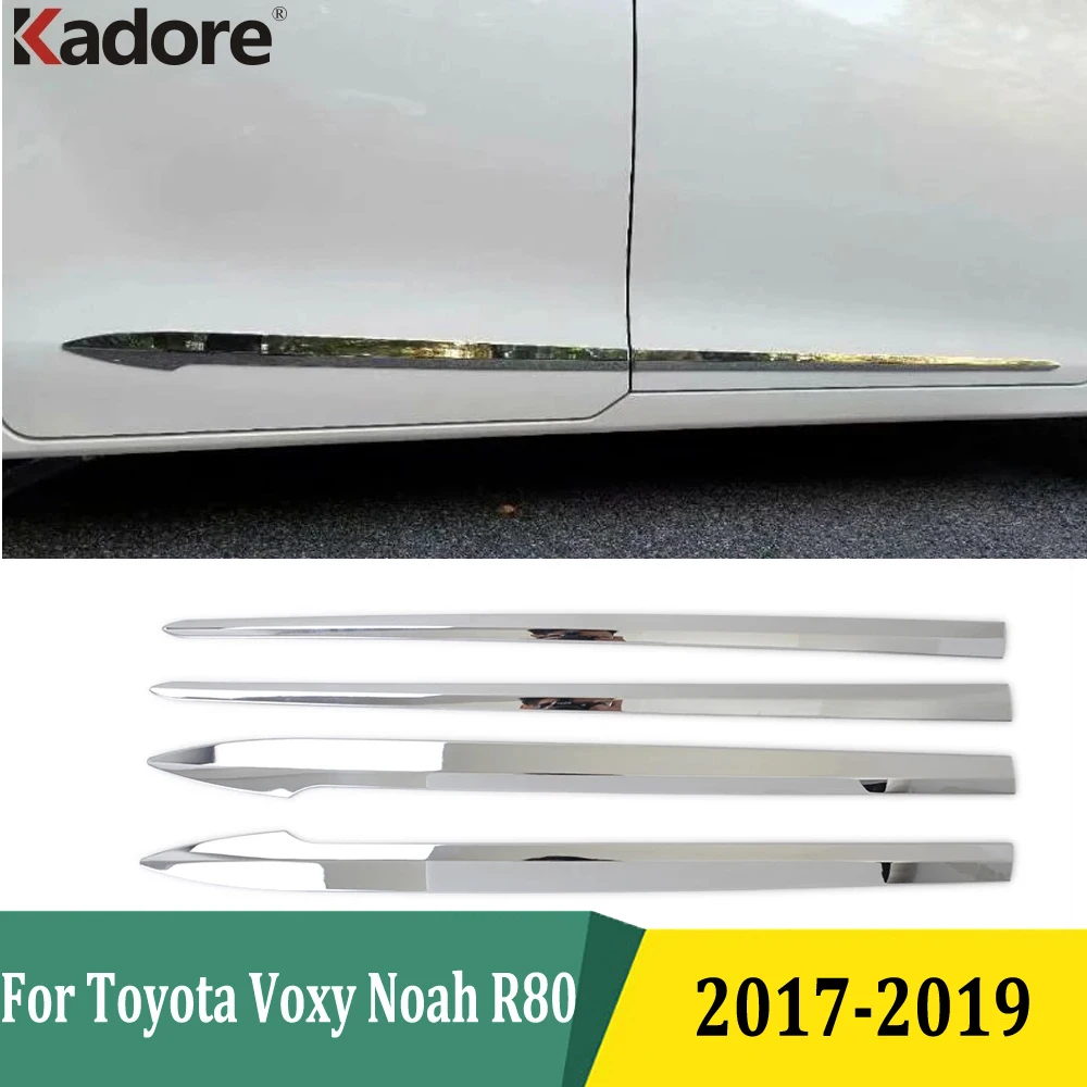 For Toyota Voxy Noah R80 2017 2018 2019 Chrome Side Door Body Molding Line Cover Trim Protector Decoration Exterior Accessories