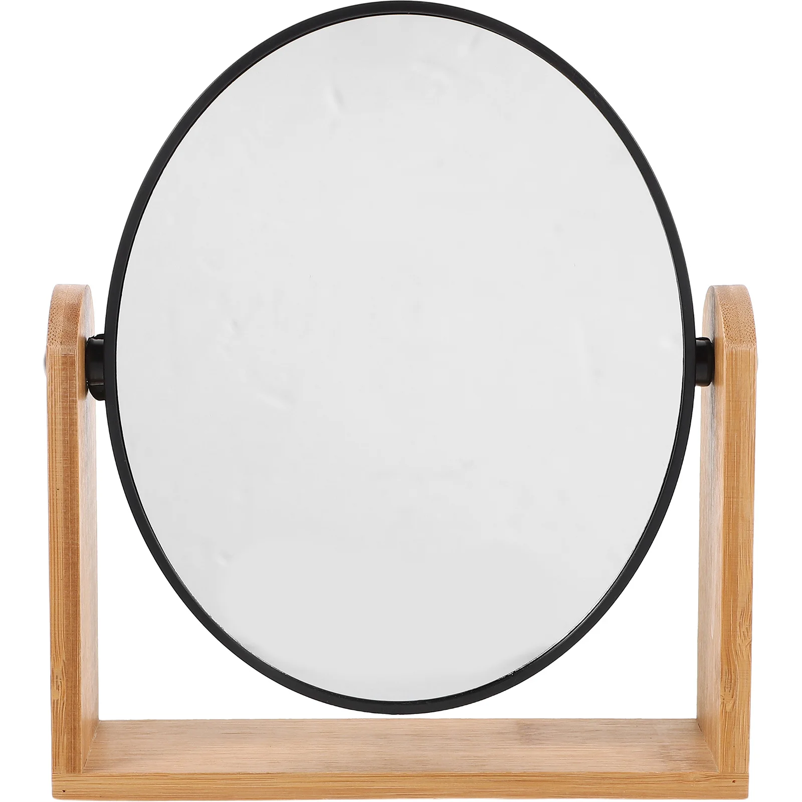 

Elegant Bamboo Desktop Makeup Mirror 3X Dual-Sided Swivel Stand for Women Girls Dressing Table Vanity Decorative Grooming