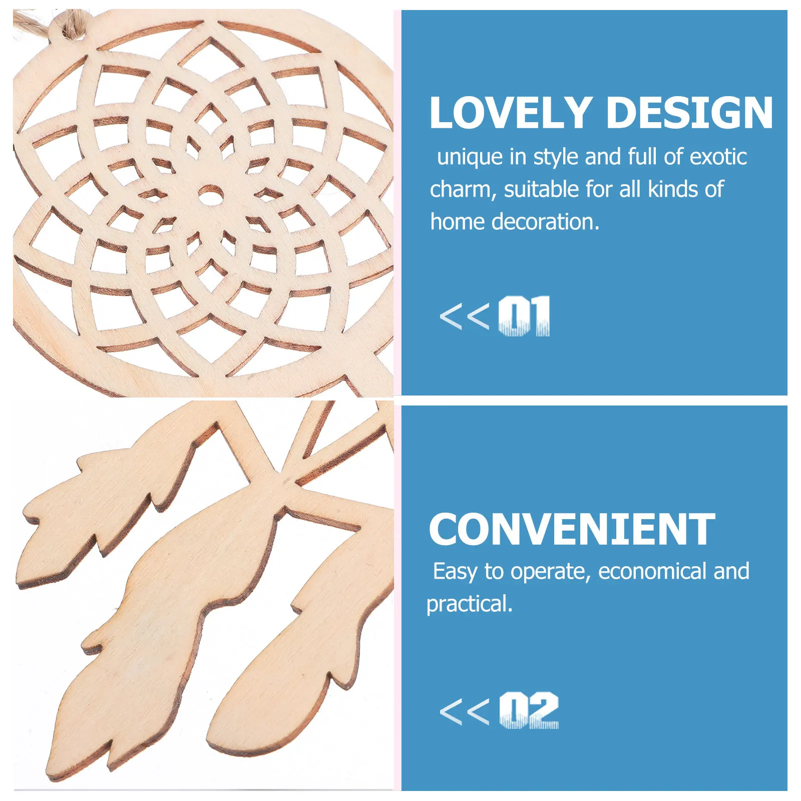 40Pcs Wooden Dream Catchers Simple Elegant Tassel Pendants Bedroom Wall Hanging Decors Unique Home Decoration Wooden Pendants