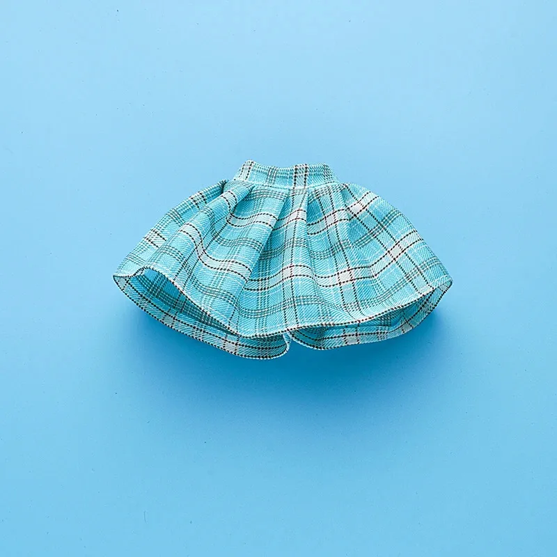 New 30cm 1/6 Slim Doll Body Dress Grid Skirt Summer Outfit Doll Clothes Accessory 1pcs