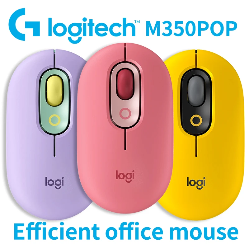 ماوس المكتب Logitech M350 POP Professional مدمج وهادئ ومريح للحمل ومريح للمس، مصمم خصيصًا