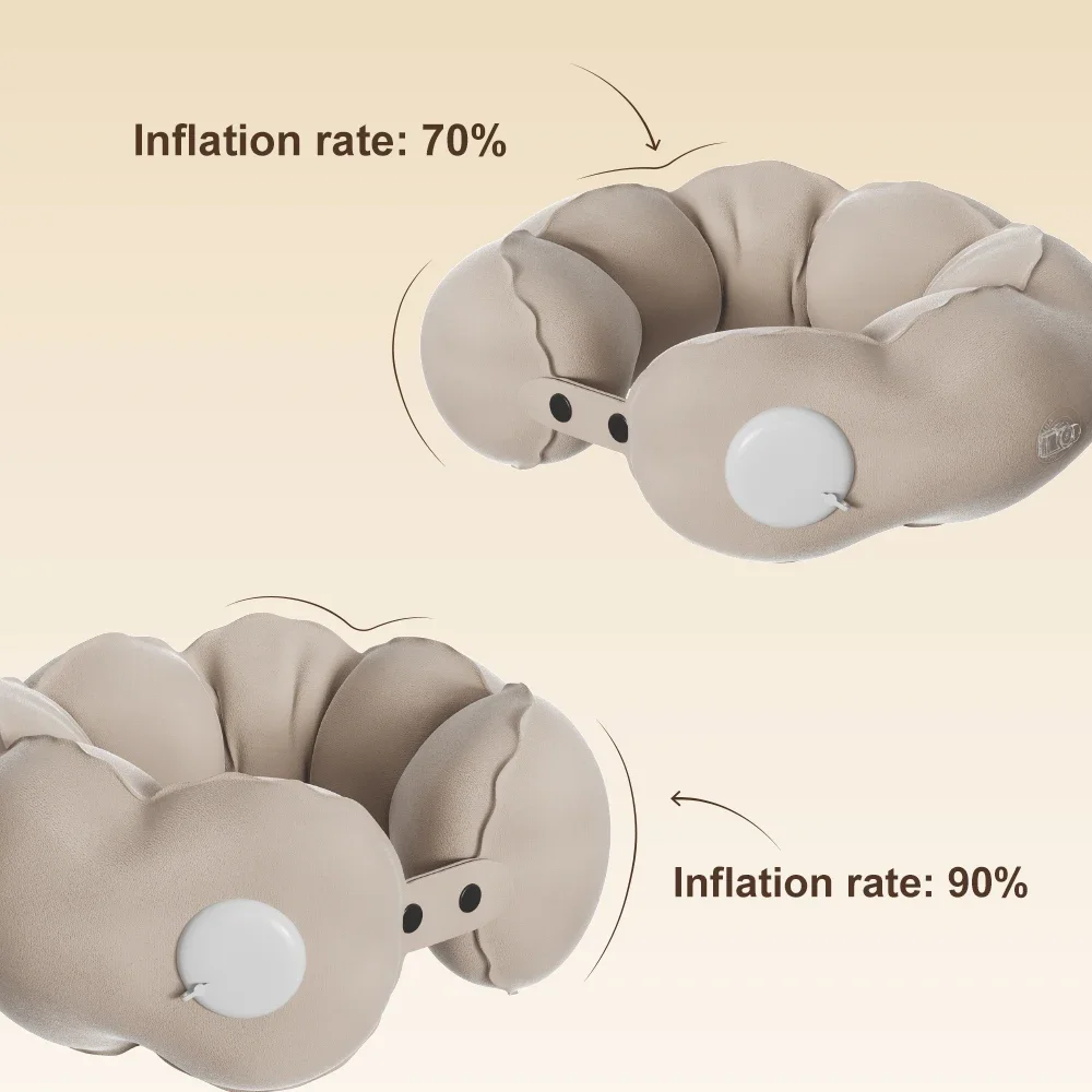 1 pc of compression inflatable neck pillow, portable adjustable U-shaped support pillow, office travel neck pillow gallery 2