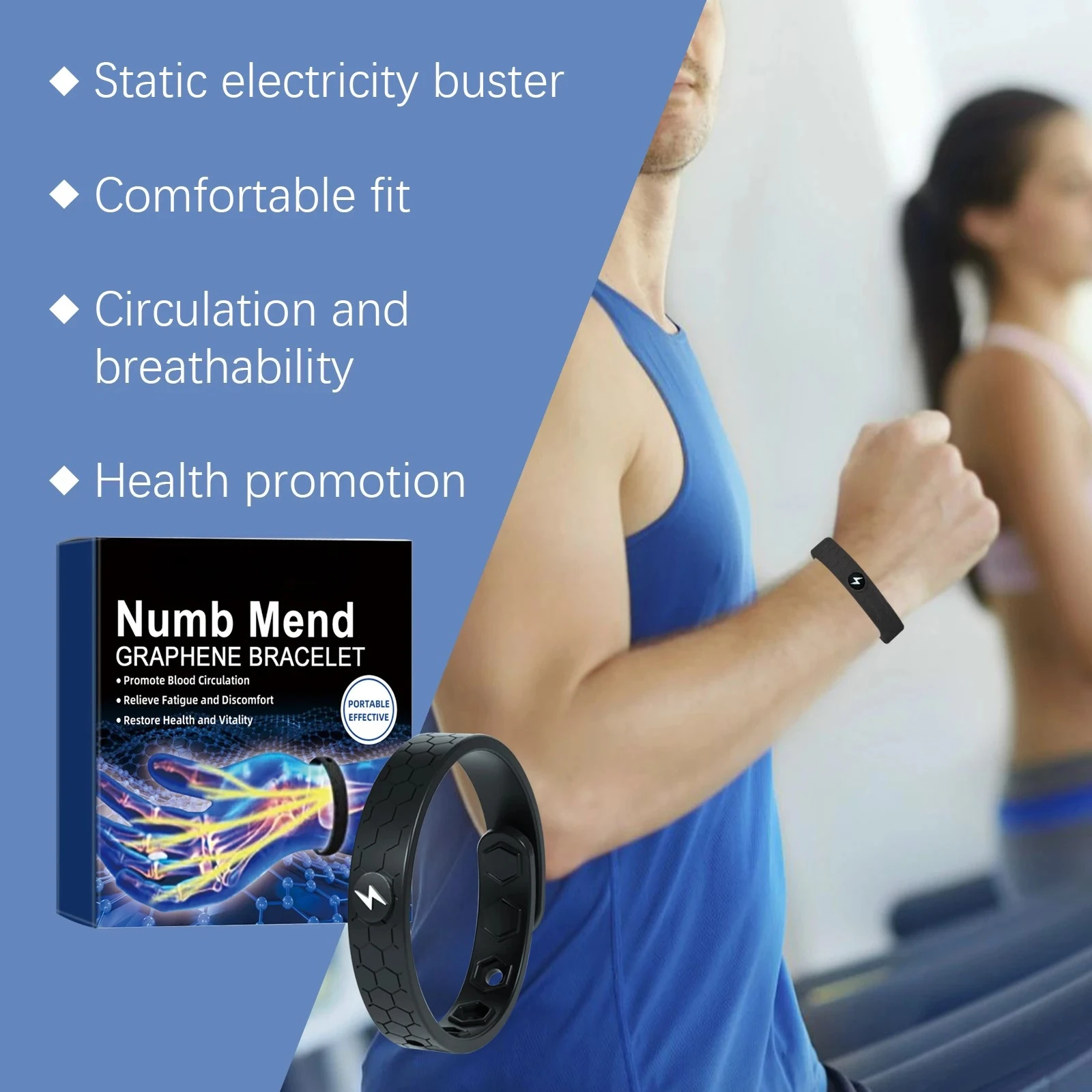 

1Box Body Care Energy Wristband Relieve Wrist Hand Joint Pain Anti Fatigue Stress Promote Blood Circulation