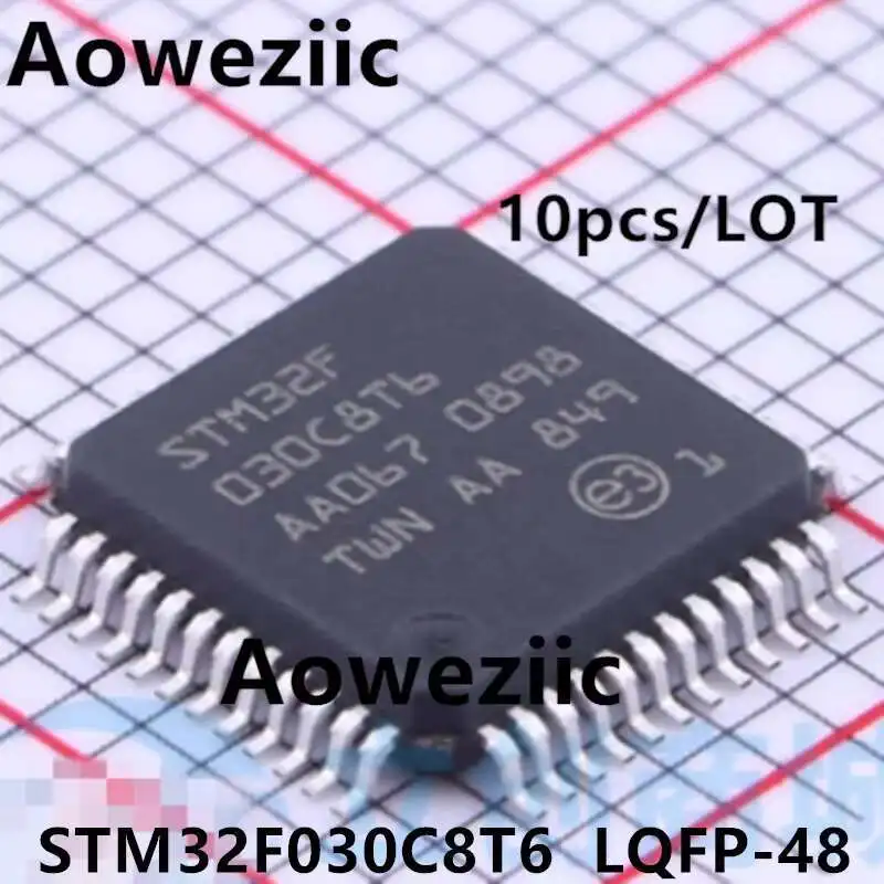 Aoweziic  2023+  100% New Imported Original   STM32F030C8T6   32F030  LQFP-48 32-bit Microcontroller MCU