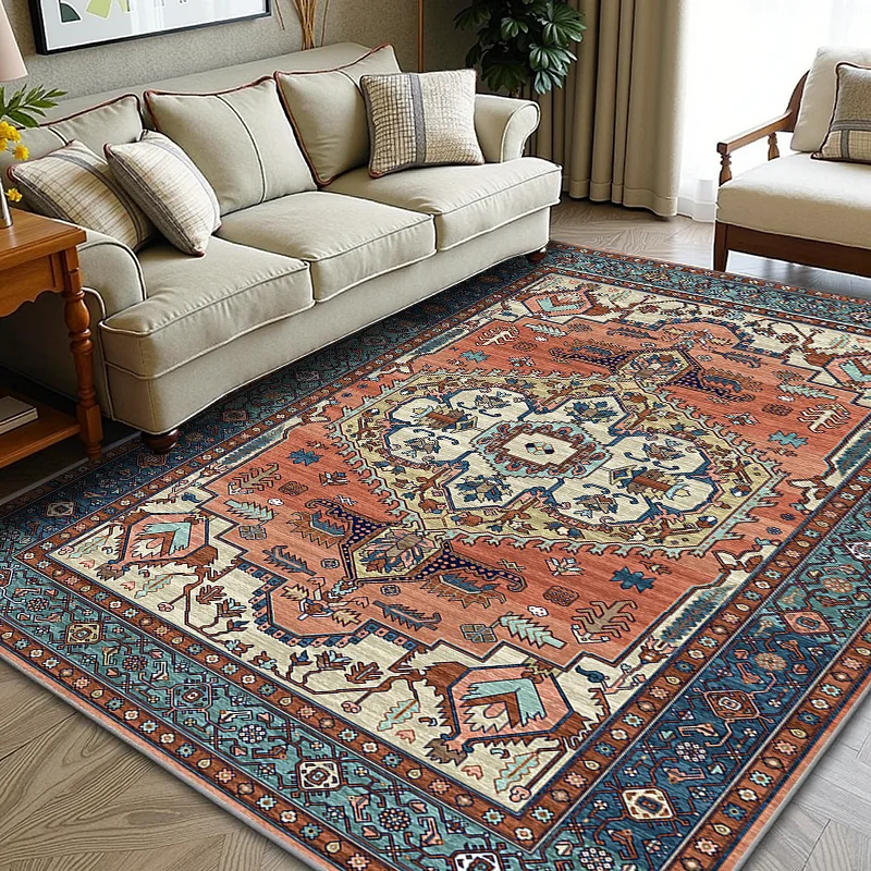 

RAKKS Luxury Bohemian Crystal Large Area Rug Thickened Anti-Slip Floral Print Carpet for Living Room, Bedroom, Entrance Hall