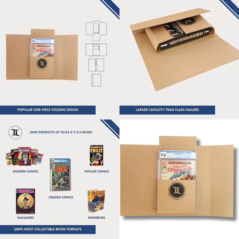 

Коробки для комиксов - 35 штук в упаковке | Вмещает 15 комиксов, 3 слаба, 10 топлоудеров, 8 журналов. | Настраиваемые почтовые конверты для комиксов, манги, L