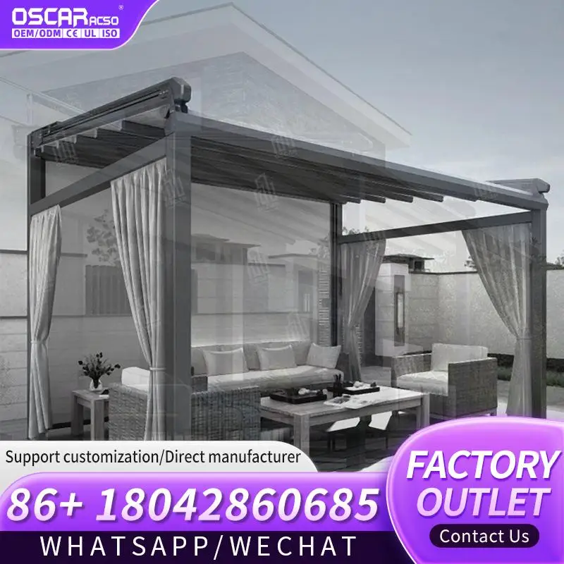 Easily Installed Outdoor Folding Motorized Aluminum Awning Retractable Roof for Gardens Patios Balconies Retractable Canopy Perg