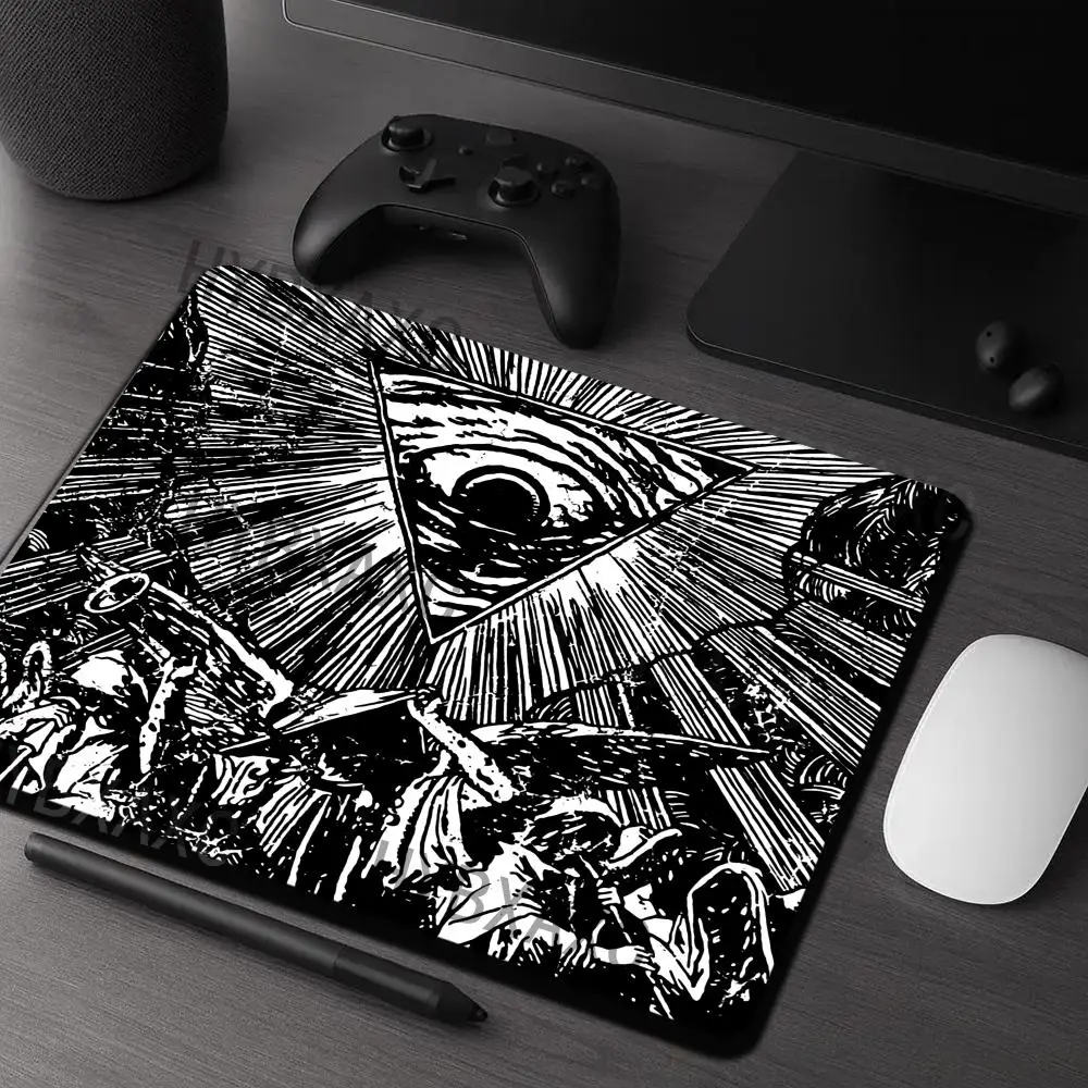 

HYBXAXC ll-Seeing Eye Occult Gaming Mouse Pad Non-Slip Rubber Base Desk Mat with Black and White Occult Art