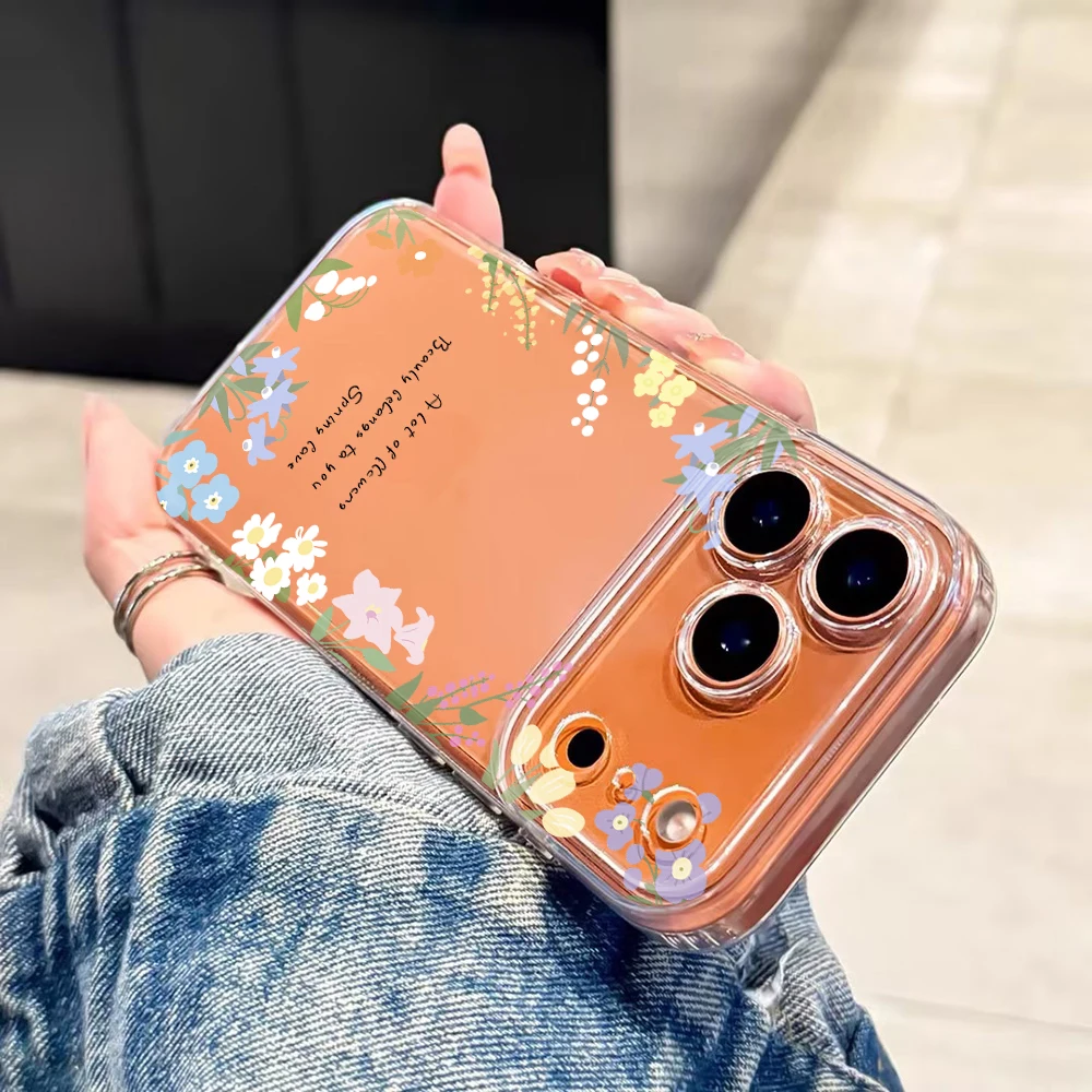 Wildflower Botanical Border Clear Phone Case For Xiaomi Redmi Note 14 Pro 13 12 Note 11 10 Pro + 13C 5G 4G Soft Shockproof Cover view 2