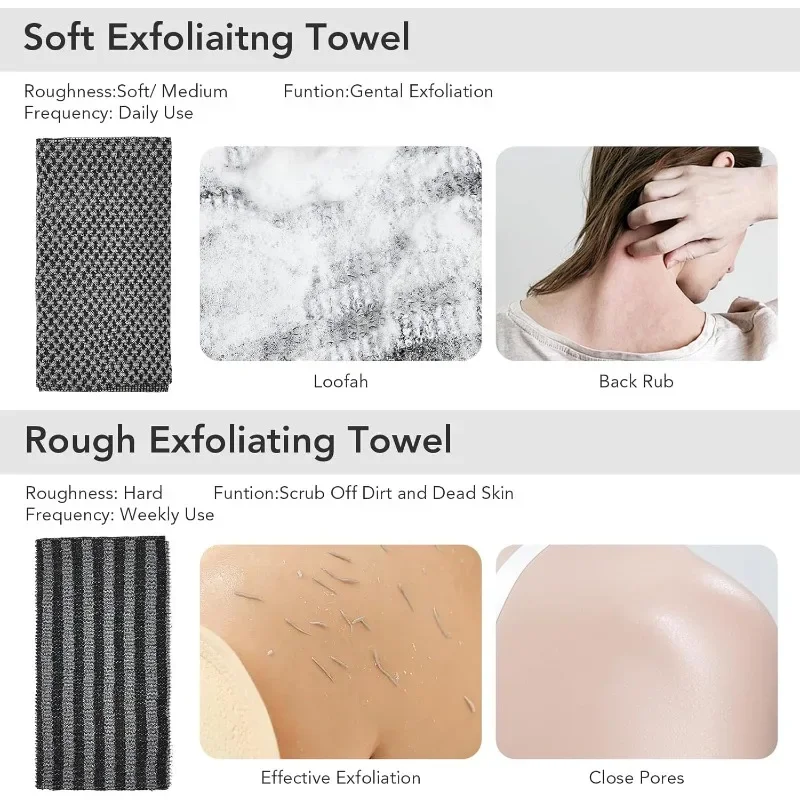 Отшелушивающая мочалка Полотенце для душа Скрубберы для спины Легко чистится Быстросохнущая Нежная Прочная для гладкой кожи Ежедневное использование