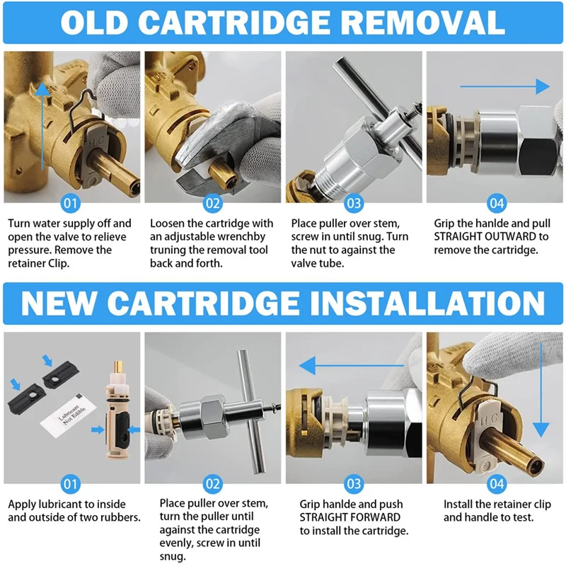 

VEHO-1222 Cartridges For Moen 104421 Cartridge Puller Shower Bathtub Faucet Valve Part Repair Kit Removal Tool Plastic+Metal