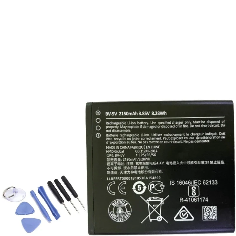 3.85V 2150mAh 8.28Wh BV-5V Battery for Nokia 1 TA-1047 BV 5V Bv5v +free Tool
