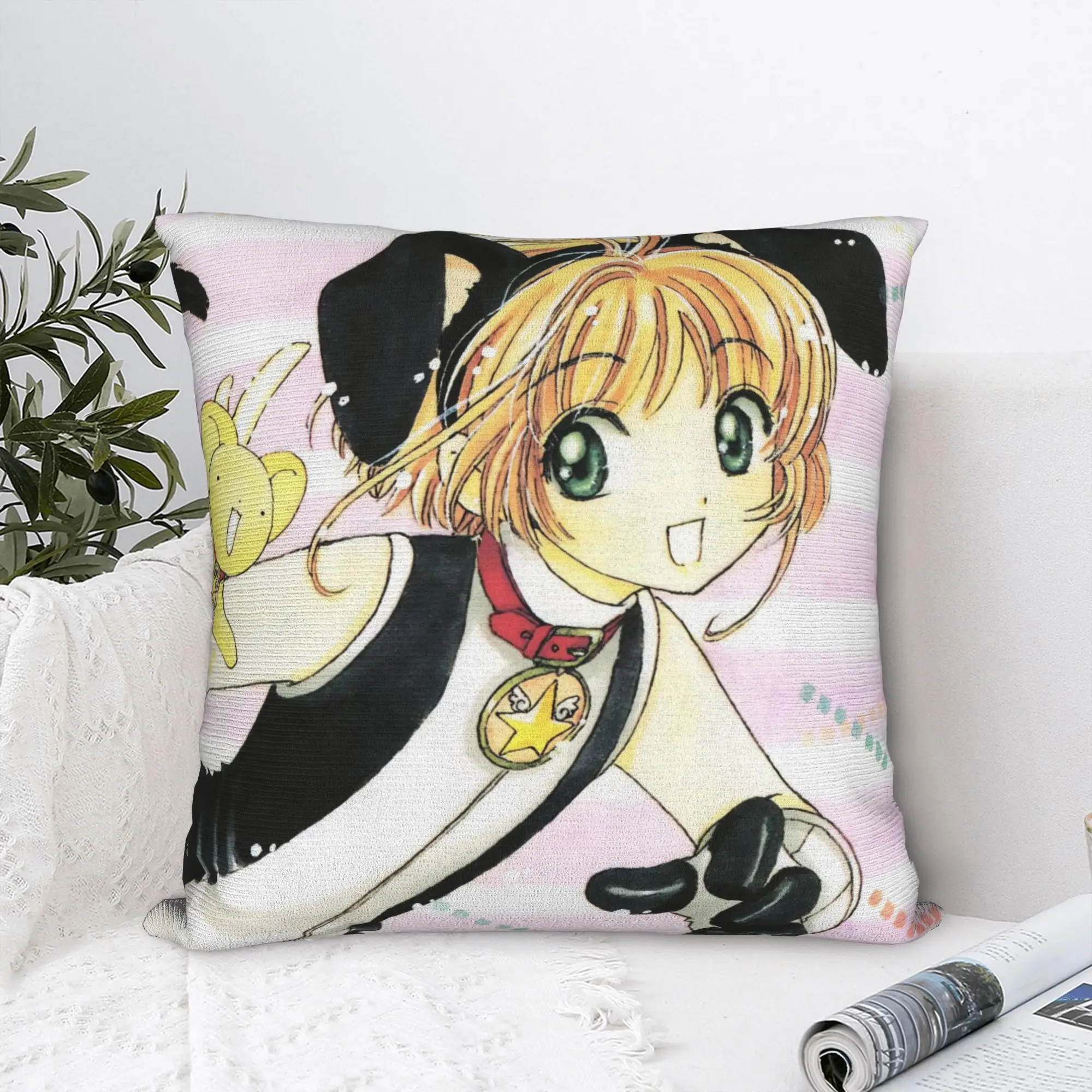 Cardcaptor Sakura Rabbit Square Pillow Cases 90s Manga Cartoon Cushion Covers Custom Throw Pillow Case Cover for Bed 18