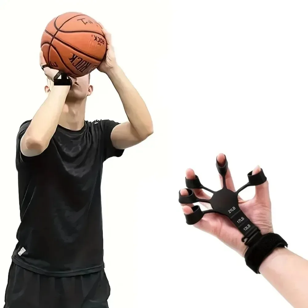 Basketball FSilicone Finger Exerciser - Hand Therapy Grip Strengthener for Recovery, 5-Finger & Wrist Rehabilitation Trainer