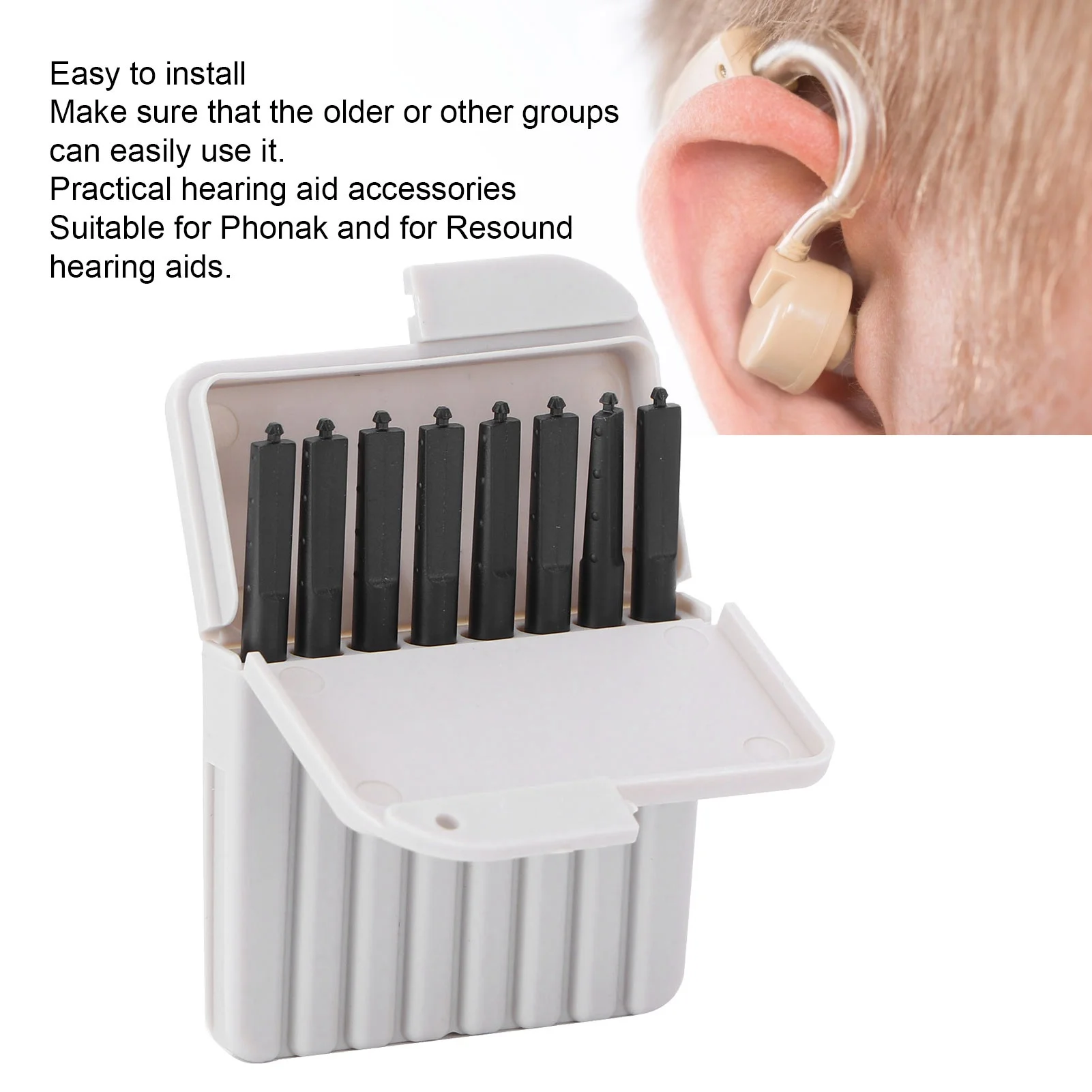 

8pcs/Box Hearing Aid Ear Wax Guards Dustproof Earwax Guard Filters 1.2mm/2mm Hole Diameter Hearing Aids Accessory for Elderly