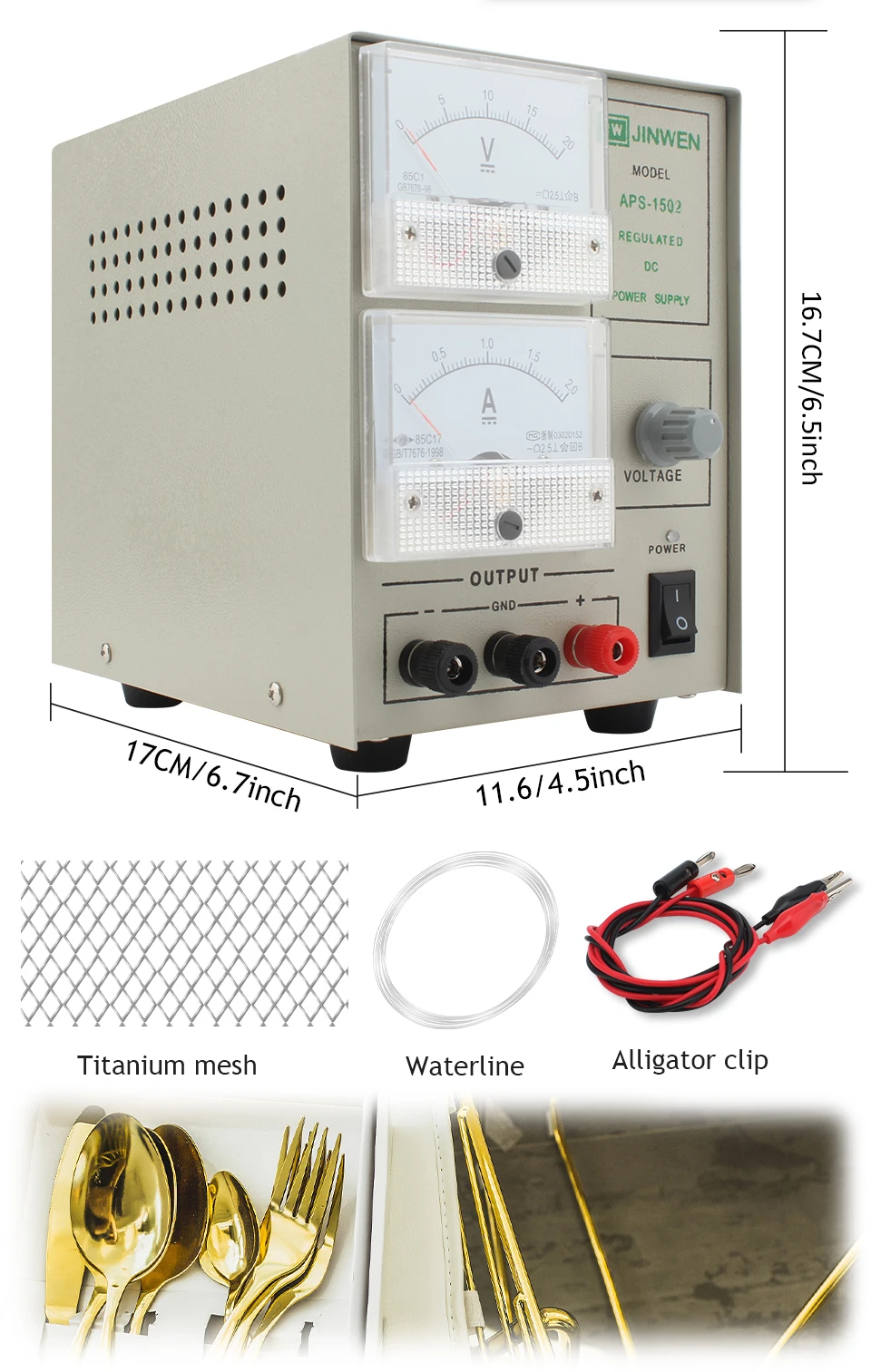 Jewelry Electroplating Machine Adjustable Voltage Gold Silver Plating Tool for Jewelry Making, Repair and Metal Finishing