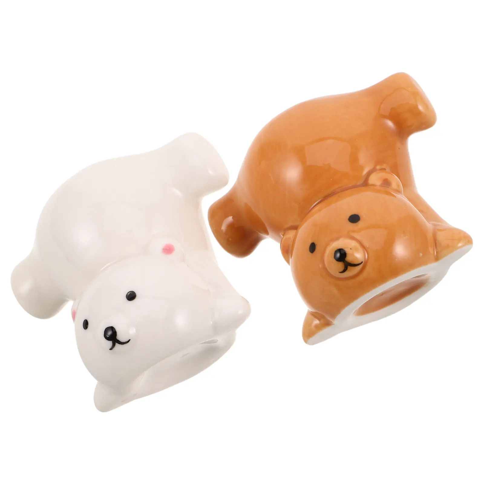 2Pcs Cute Animal Toothbrush Holder Set Kawaii Bathroom Organizer for Countertop Toothpick Container Ceramic Storage Stand