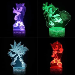 Sonics Cartoon 3D Anime Night Lamp Internal Carving LED Lamp 16 Colors Decorative Table Lamps Creative Christmas Birthday Gifts