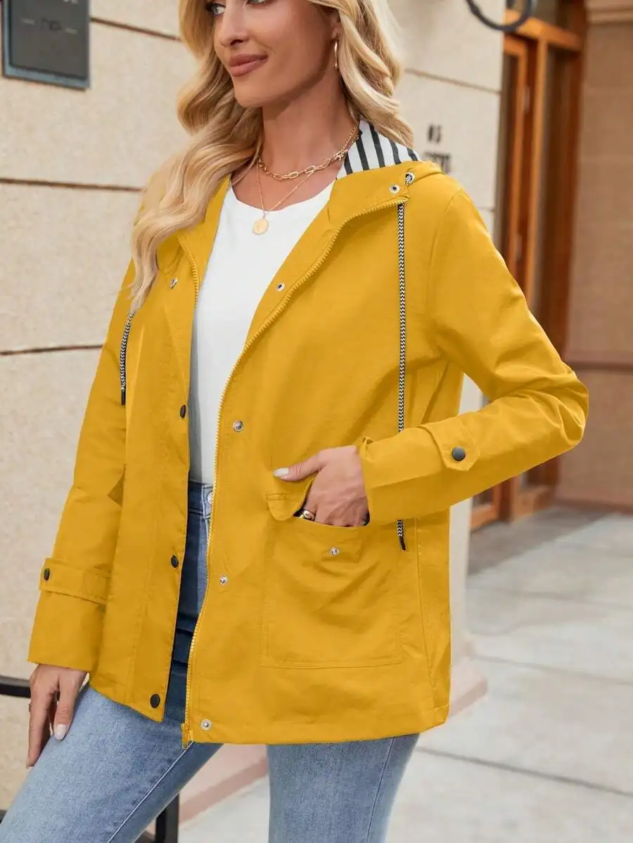 

Casual Full-Zip Rain Jacket, Waterproof & Portable, Perfect for Hiking and Daily Wear