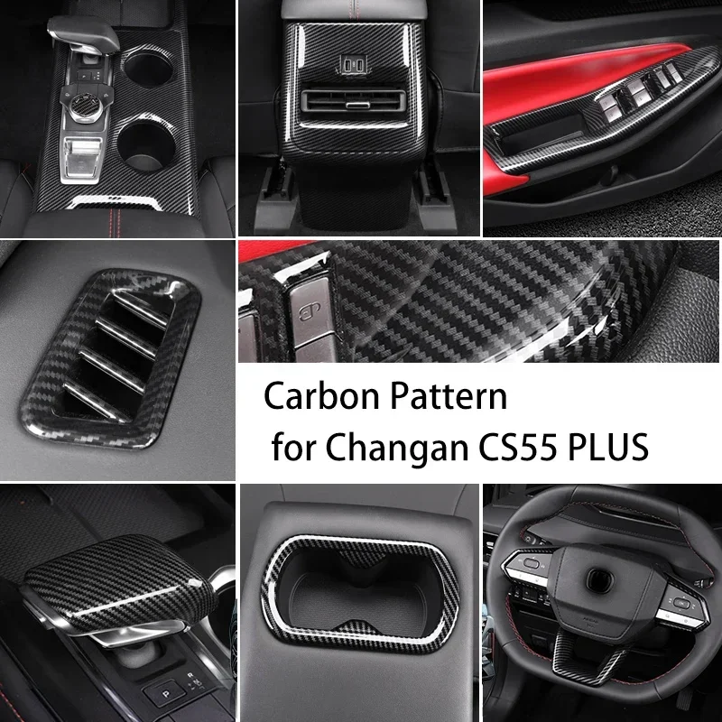 Carbon Pattern for Changan CS55 PLUS 2024 Gearshift Air Outlet Trim Window Regulator Switch Panel Cover Interior Cs55plus 2023