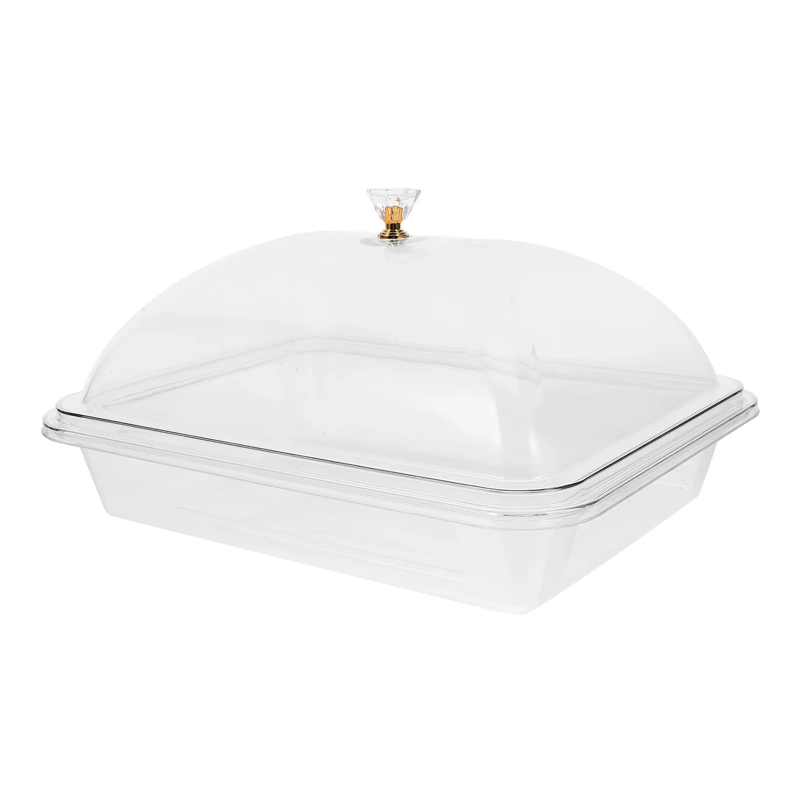 

Acrylic Tray Transparent Food Server High Lid 27C Multi-function Dessert Plate BBQ Cake Pan Household Serving Buffet Container