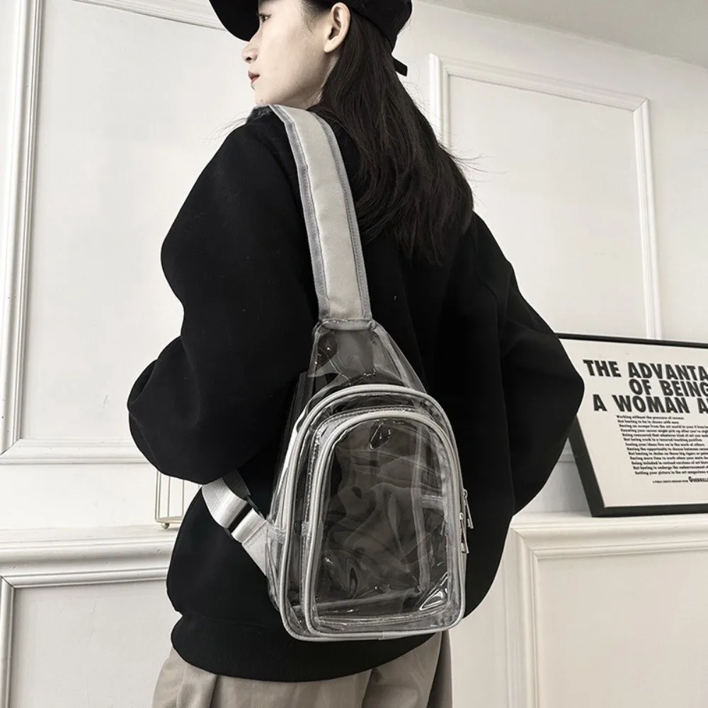 Waterproof Water-Sprinkling Festival Bag Trendy See Through Transparent Bag Large Size Crossbody Desig PVC Chest Bag