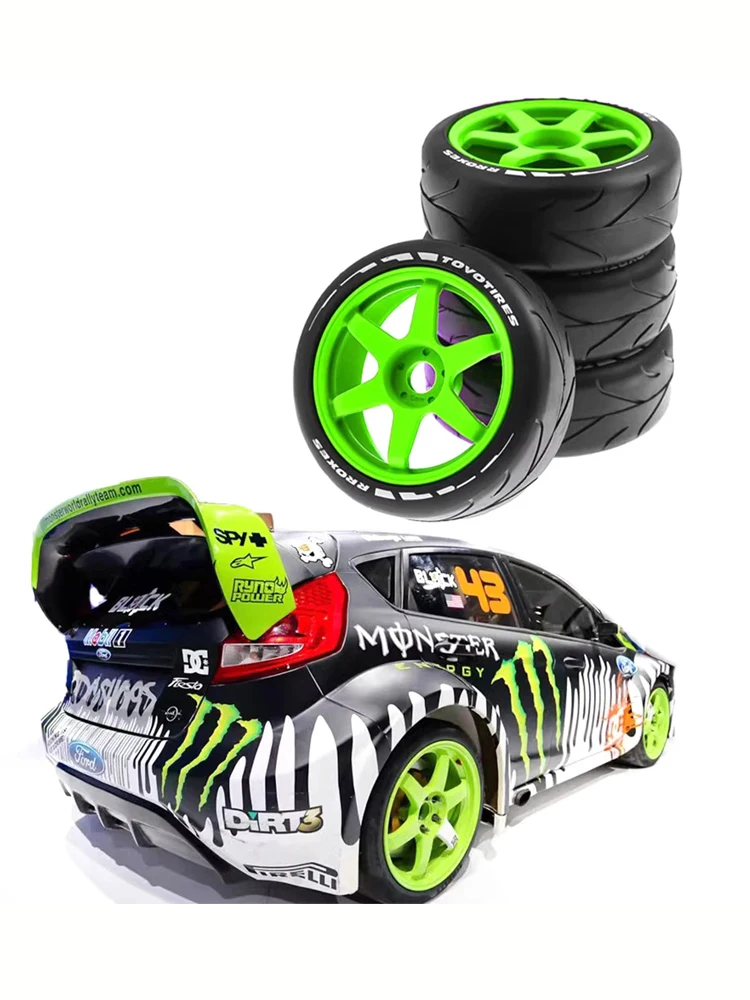 Pneu en caoutchouc 4 pièces, roue en plastique de 105mm avec adaptateur de 17mm pour voiture RC 1/8 sur route rallye RV HSP ZD Racing HPI WLtoys ARRMA