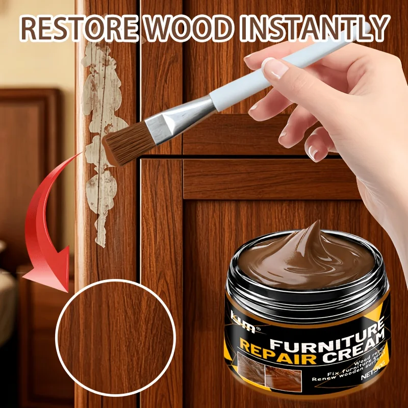 KJM Wood Repair Paste For Furniture Scratch Crack Fading Touch Up Wax Wood Grain Restorer For Doors Tables Cabinets Floors