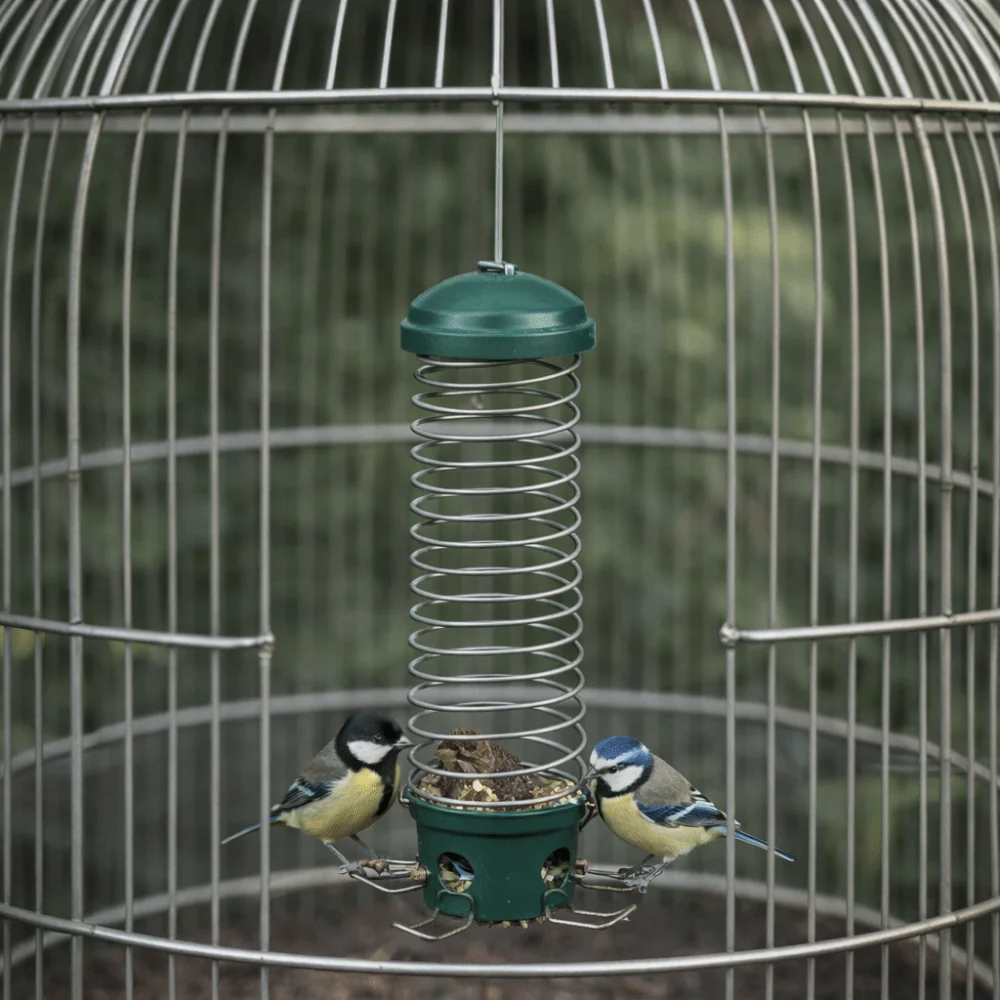 

Squirrel Proof Spiral Coil Bird Feeder Bite Resistant Metal Wild Bird Feeder Heavy Duty Hanging Hummingbird Feeder