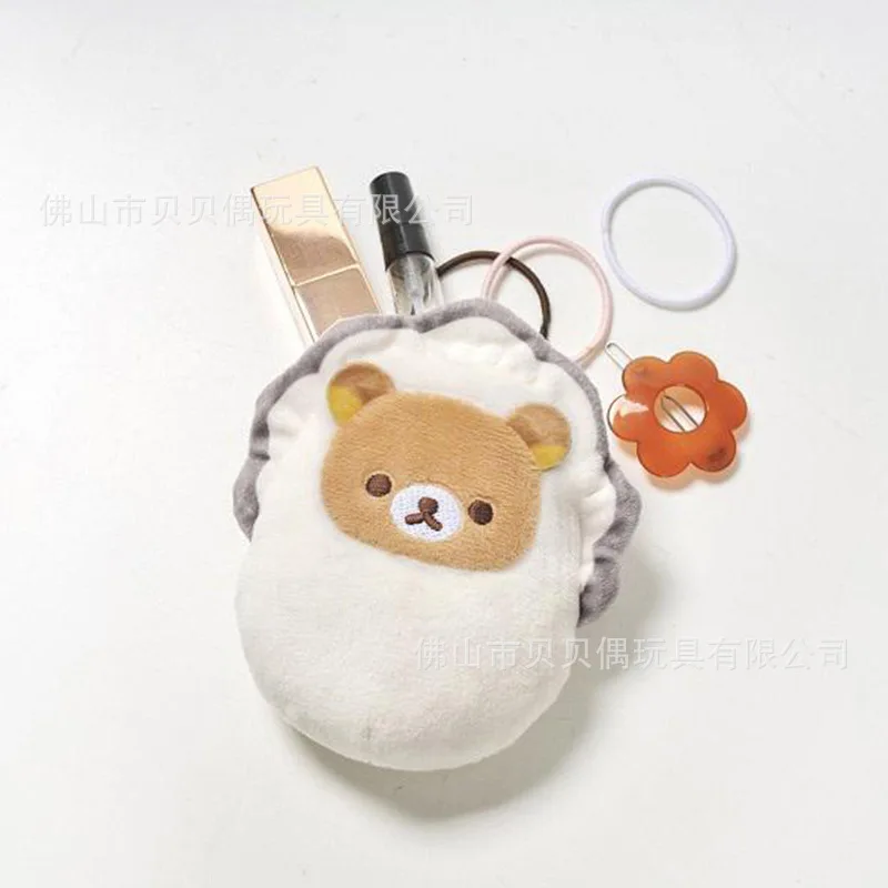 Mini monedero Kawaii Oyster Rilakkuma, colgante de muñeco de peluche, auriculares, lápiz labial, bolsa de almacenamiento, mochila, decoración, regalo de vacaciones