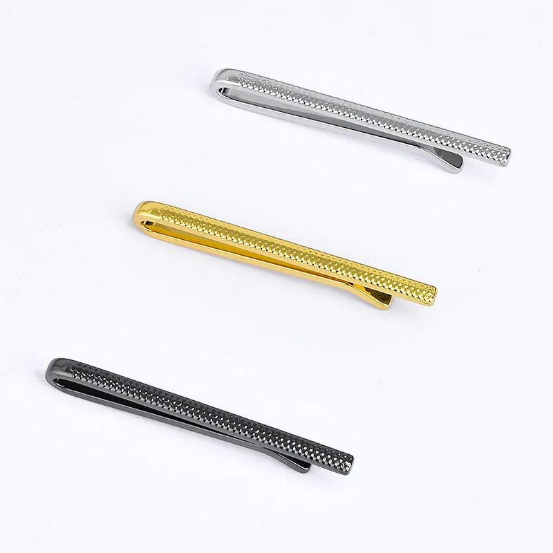 Premium Brass Slim Tie Clip for Men Formal Business Necktie Bar in Silver & Black Elegant Wedding Tie Accessory