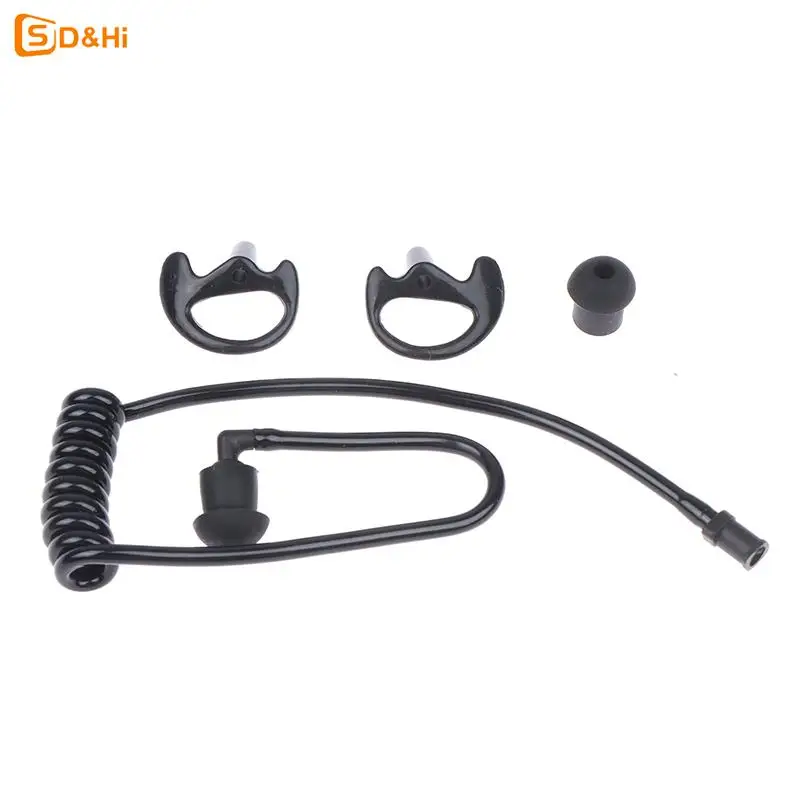 Black Spring Air Tube Replacement Walkie Talkie Earphone Coil Acoustic Air Tube Earplug Replacement For Radio Earpiece Headset