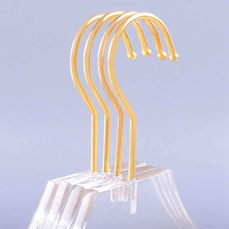 10 Pcs Clear Acrylic Clothes Hanger With Gold Hook, Transparent Shirts Dress Hanger With Notches For Lady Kids S & L