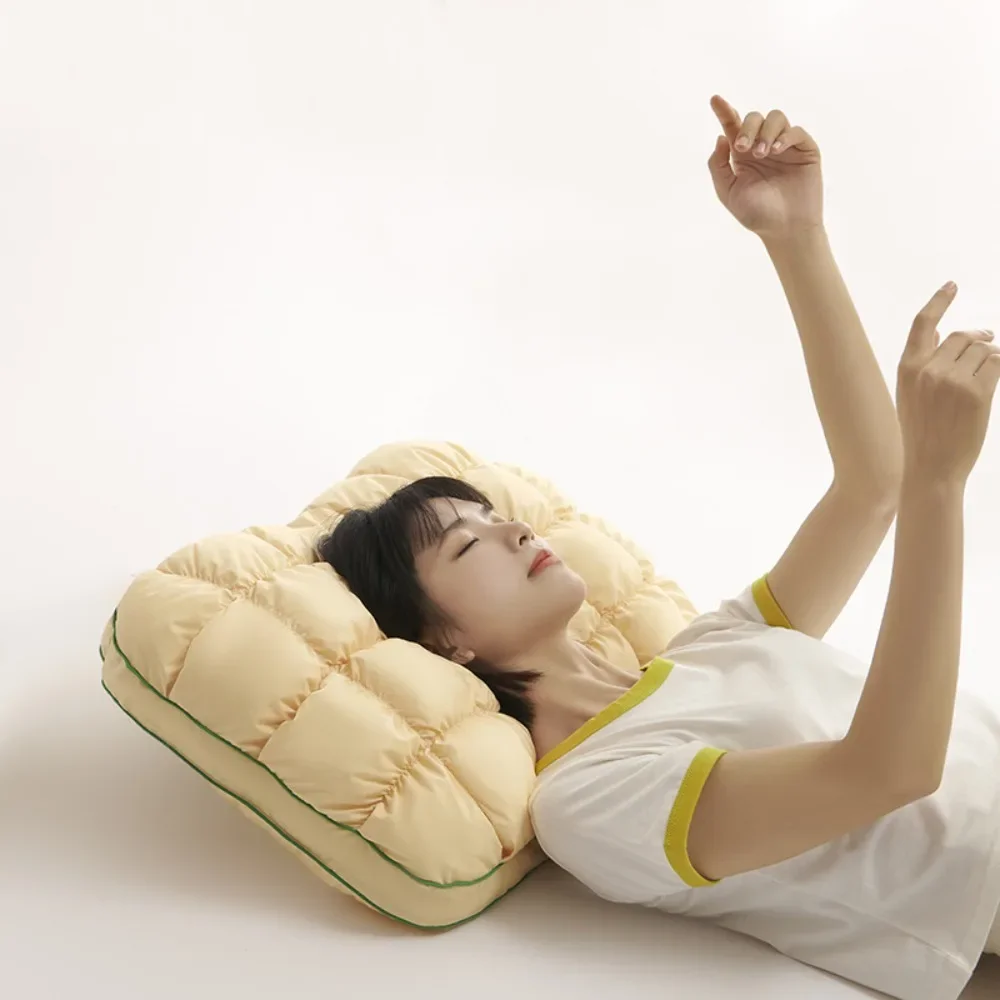 High Resilience Pineapple Bread Pillow Quick Rebound Fluffy Sleep Aid Pillow Non-Sagging Breathable Neck Support Pillow Travel